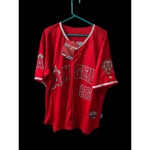 Hank Conger 2011 Los Angeles Angels Alternate Red w/ 50th Patch Men's Jersey NWT